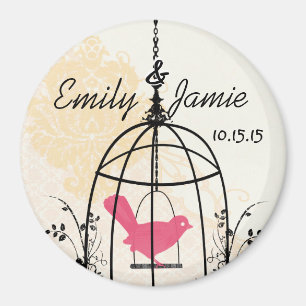 Aimant Stickers de mariage en cage d'oiseaux ou Personnal