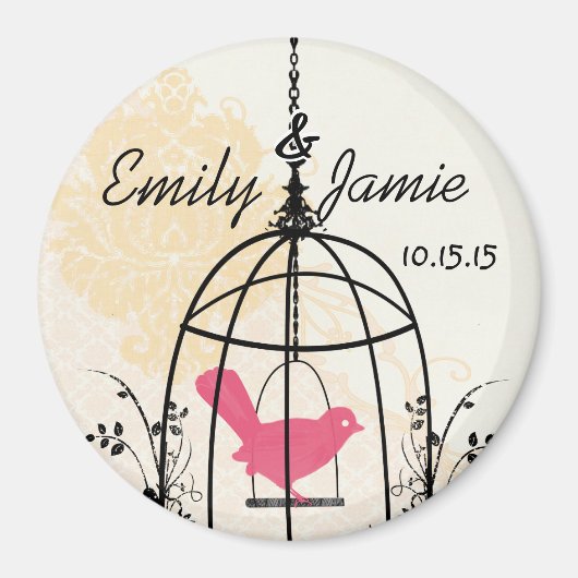 Aimant Stickers de mariage en cage d'oiseaux ou Personnal (Devant)