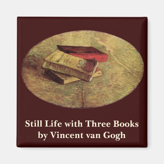 Aimant Still Life with Three Books par Vincent van Gogh (Devant)