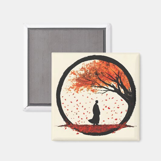 Aimant Stillness Zen Circle Automne Tombant Feuille (Recto/Verso)
