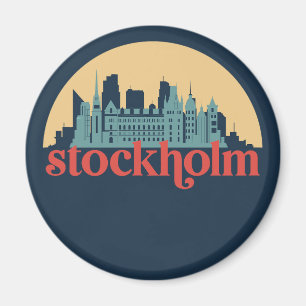 Aimant Stockholm Suède City Skyline Retro Cityscape Art