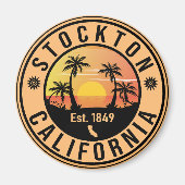 Aimant Stockton California Retro Sunset Souvenirs Palm (Devant)
