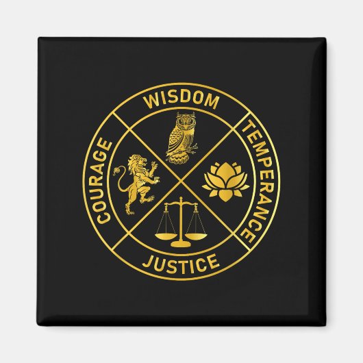 Aimant Stoic Virtues Wisdom Temperance Justice Courage (Devant)