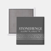 Aimant Stonehenge Latitude Longitude foncé (Recto/Verso)