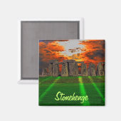Aimant Stonehenge Standing Stones au coucher du soleil (Recto/Verso)