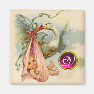 Aimant STORE BABY SHOWER 2 MONOGRAM, ruby