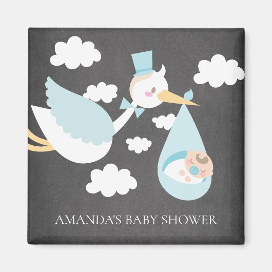 Aimant Stork Boys Baby shower Favoriser l'aimant (Devant)
