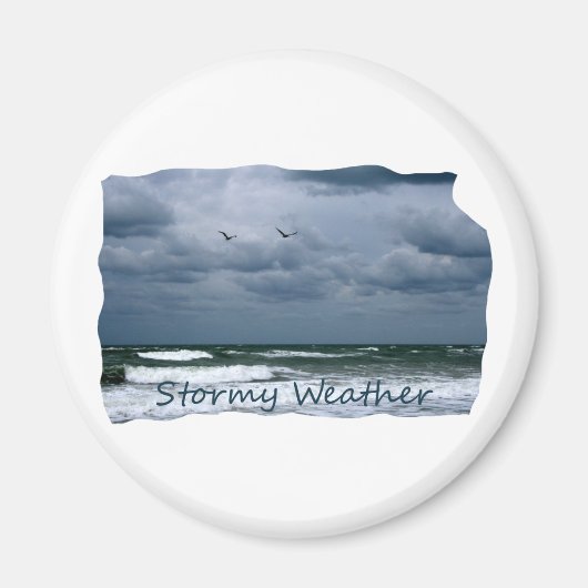 Aimant Stormy Beach avec mouettes Texte de l'image (Devant)