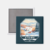 Aimant Stowe Vermont Vintage hiver (Recto/Verso)