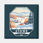 Aimant Stowe Vermont Vintage hiver (Devant)