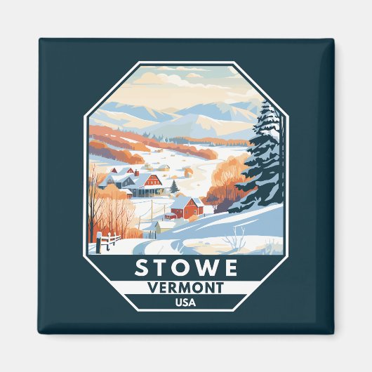 Aimant Stowe Vermont Vintage hiver (Devant)