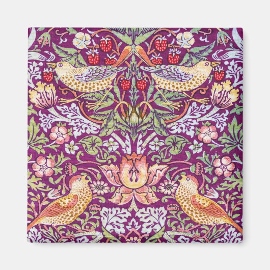 Aimant Strawberry Thief Red, William Morris (Devant)