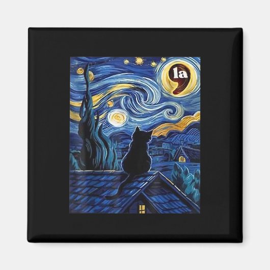 Aimant Stress Night Black Cat Comma La Kamala Harris (Devant)