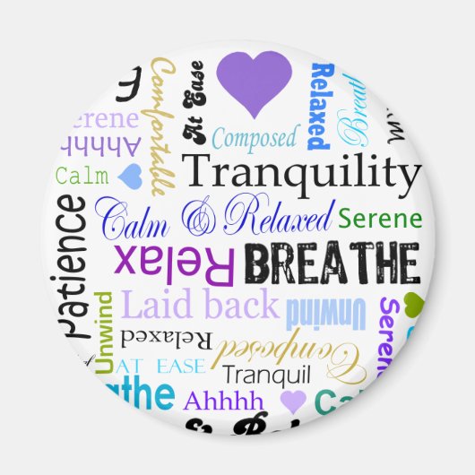 Aimant Stress relief Calme & Relaxation Typographie (Devant)