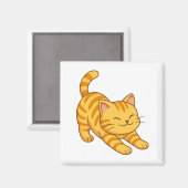 Aimant Stretching Orange Tabby Cat (Recto/Verso)