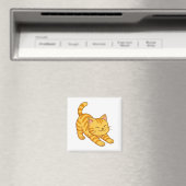 Aimant Stretching Orange Tabby Cat (In Situ (Lave-vaisselle))