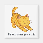 Aimant Stretching Orange Tabby Cat Custom Text (Devant)