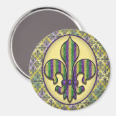 Aimant Stripe Mardi Gras Fleur de lis (Recto/Verso)