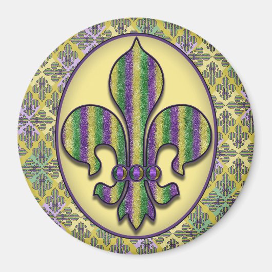 Aimant Stripe Mardi Gras Fleur de lis (Devant)