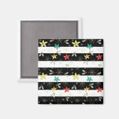 Aimant Stripes et motif de feuillage de Noël (Recto/Verso)