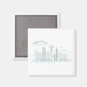 Aimant Stroke Skyline de Seattle (Recto/Verso)