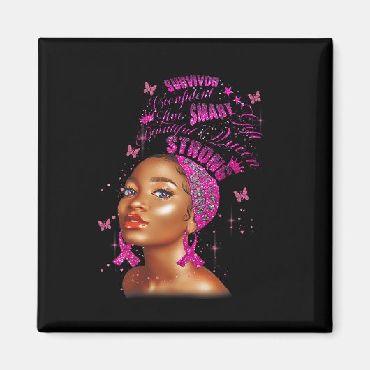 Aimant Strong Smart Black Women Brast Cancer Survive Pin (Devant)