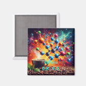 Aimant Structure de caféine moléculaire - Science Art Caf (Recto/Verso)