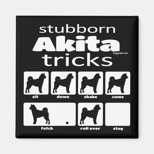 Aimant Stubborn Akita Tricks (Devant)