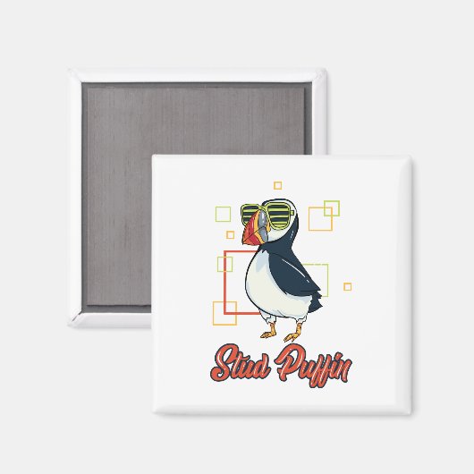 Aimant Stud Puffin Seaside Bird Illustration (Recto/Verso)