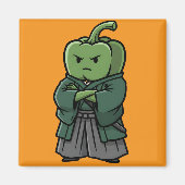Aimant Sturdy Green Bell Pepper Samurai Bodyguard  (Devant)