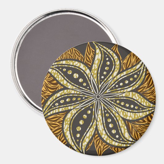 Aimant Style Batik Floral Abstrait africain (Recto/Verso)