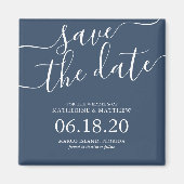 Aimant Style Blue Script Wedding Enregistrer la date (Devant)