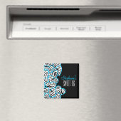 Aimant Style Blue Sweet 16 Zebra Heart Design Nom (In Situ (Lave-vaisselle))