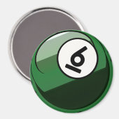 Aimant Style comique Numéro 6 Billard Ball (Recto/Verso)