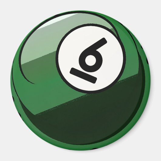 Aimant Style comique Numéro 6 Billard Ball (Devant)