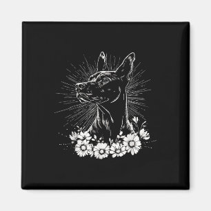 Aimant Style de tatouage Amoureux des chiens rétro Doberm