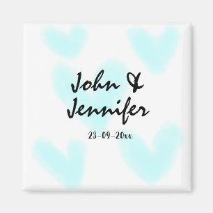 Aimant style de texte minimal simple blanc mariage cœur b