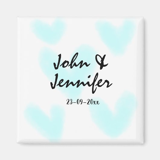 Aimant style de texte minimal simple blanc mariage cœur b (Devant)