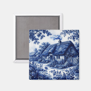 Aimant Style Fleur Bleue Cottage Anglais de Campagne Rose