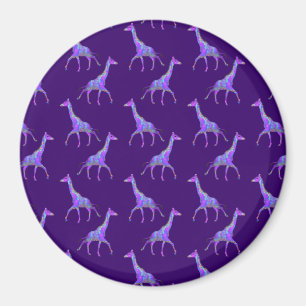 Aimant Style hippie étincelant Giraffe violette