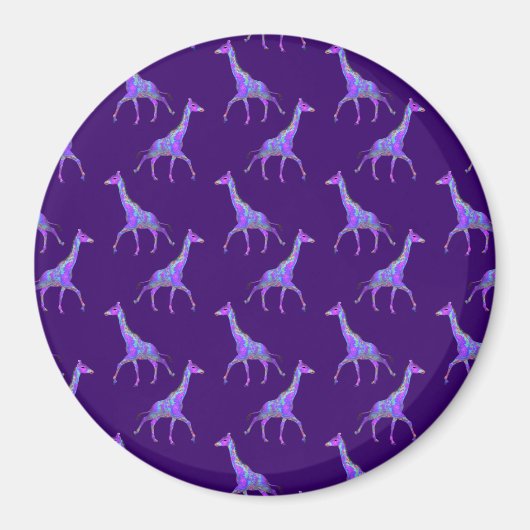 Aimant Style hippie étincelant Giraffe violette (Devant)