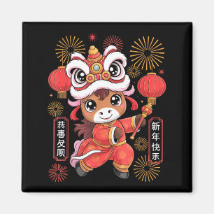 Aimant Style Kawaii Année du Cheval 2026 Nouvel An Chinoi