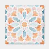 Aimant Style marocain coussin de style bleu et orange 2 (Devant)