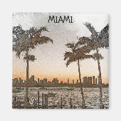 Aimant Style Miami Florida Vintage Skyline (Devant)