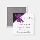 Aimant Style noir et violet Enregistrer l'aimant de date (Recto/Verso)