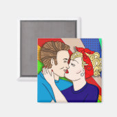 Aimant Style Pop Art Couple Kissing 1950 (Recto/Verso)