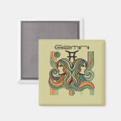 Aimant Style rétro Gemini Zodiac (Recto/Verso)
