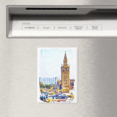 Aimant Style Séville Espagne Cathédrale aquarelle (In Situ (Lave-vaisselle))