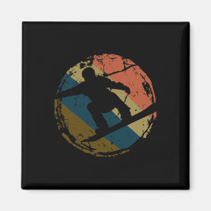 Aimant Style vintage Cool Retro 70's Snowboard Cadeau Sno