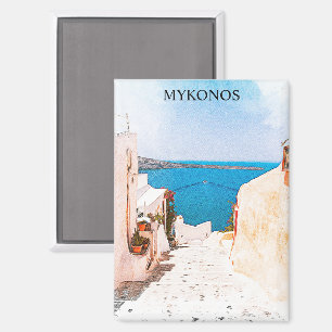 Aimant Style Vintage Mykonos Grèce Ocean View Voyage